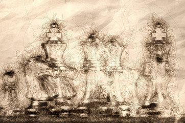 Sketch of a Fierce Chess Battle and the Fog of War