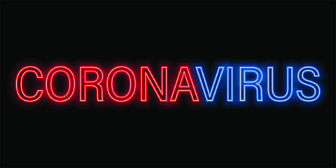 2019-nCoV, Coronavirus. Concept inscription typography design logo. Neon icon. Vector illustration.