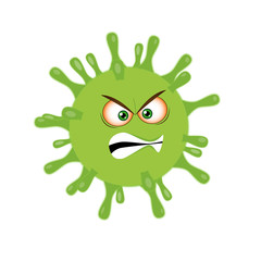 Coronavirus angry smiley, covid-19, hazard