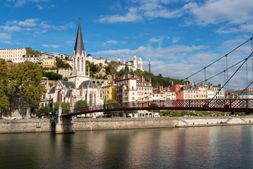Fototapeta na wymiar View of Saone river in Lyon city