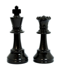 Black queen and king chess isolated white background
