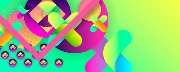 Bright juicy colors background with geometric elements, lines and dots for text, universal design, banner concept