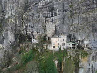 Aerial view of the Grotto of Maria Magdalena in France, Plan D'Aups, the massif St.Baum, holy...