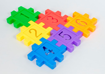 Colorful toy of numbers with white background