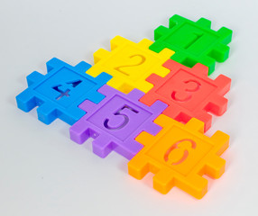 Colorful toy of numbers with white background