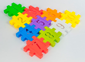 Colorful toy of numbers with white background