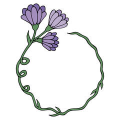 Flower wreath with violet flowers on white background 02.  Vector image.