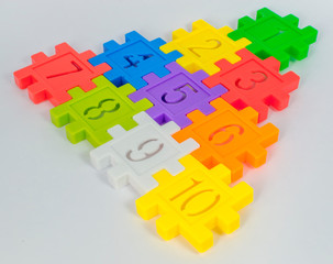 Colorful toy of numbers with white background