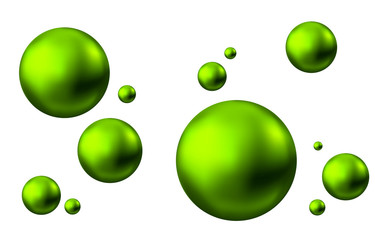 Green glossy sphere isolated on white background.