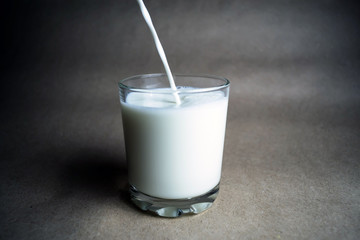The process of pouring milk into a glass