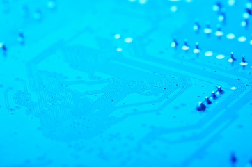 electronic circuit board close-up, soft focus, background