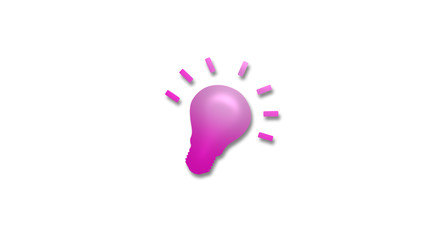 New pink 3d bulb icon on white background,light bulb icon