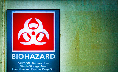 Bio Hazard label on a shipping container