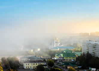 City landscape in mist
