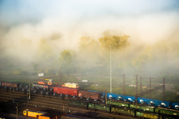 City landscape in mist
