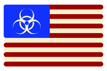 Vector illustration. USA flag with biohazard sign
