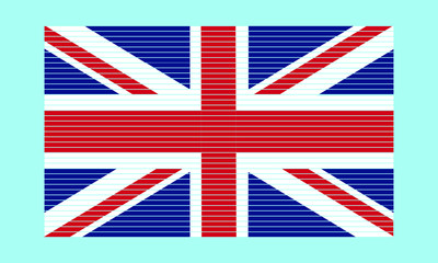 Flag of Britannia vector illustration line art on sky blue background.