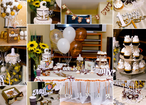 collage with photos of a children's birthday buffet