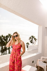 Fototapeta premium woman on a beach resort vacation
