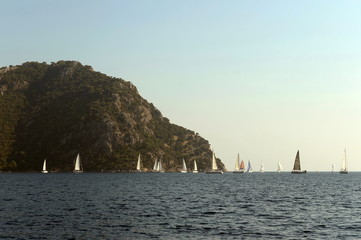 Yachts in the Aegean Sea near the Turkish city of Marmaris