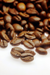 Roasted coffee beans on a table