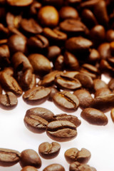 Roasted coffee beans on a table
