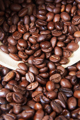 Roasted coffee beans on a table