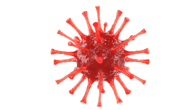 Symbol of Coronavirus Covid-19 outbreak and epidemic and pandemic. 3D rendering illustration of microscopic view of coronaviruses influenza pathogen