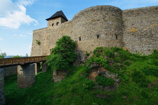 Ruins of Helfstyn Castle. Entrance bridge to the castle. Czechia. Europe.