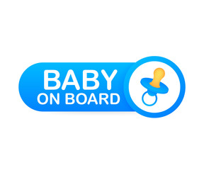 Baby on board. Warning icon. Vector stock illustration.