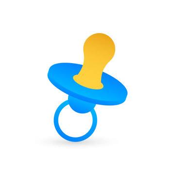 Blue Nipple on white background. Pacifier, baby s dummy. Vector stock illustration.