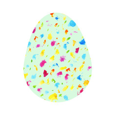Watercolor spotted Easter egg. Colorful watercolor element for Happy Easter. Hand drawn egg illustration on white background isolated