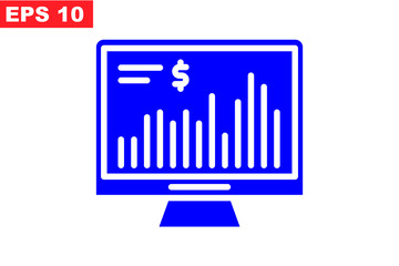 Business graph on monitor icon