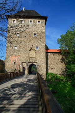 Ruins of Helfstyn Castle. The tower and gate of the entrance to the 2nd courtyard. Czechia. Europe.