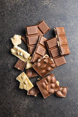 Milk chocolate bars. Dark nut chocolate