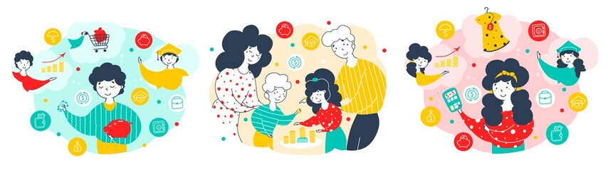 Child and family finance web banner template set