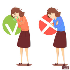 Woman with runny nose and sneezing. Protection Against Viruses.