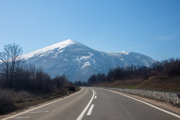 Naklejka premium Rtanj mountain in Serbia with peak covered with snow