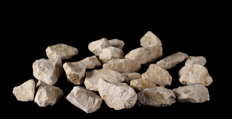 White rock isolated on black background and texture, clipping path
