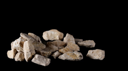 White rock isolated on black background and texture, clipping path