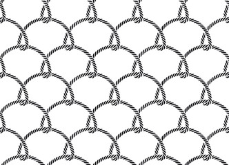Fototapeta premium Vector rope, fishing net, seamless. White background.