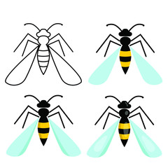 Honey bee set. Vector. Set of honey and bee labels for honey logo products. Isolated insect icon. Flying bee. Flat style vector illustration.