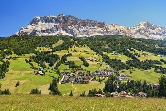 Dolomiti - Sasso di Santa Croce mountain range overlooking Badia valley,, South Tyrol, Italy