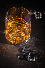 Glasses of whiskey with ice
