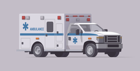 Fototapeta premium Ambulance emergency truck. Vector rescue car. Isolated illustration
