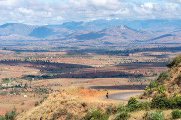 Obraz premium Wide valley with hills at Ambatalavao, Madagascar