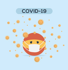 Vector Illustration. Spain flag with a protective mask.