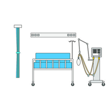 icu hospital room with respirator