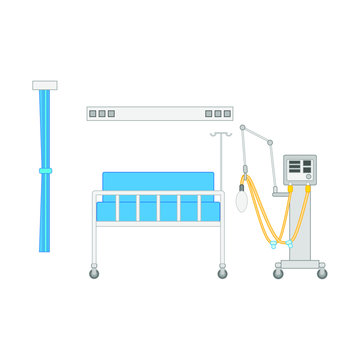 icu hospital room with respirator