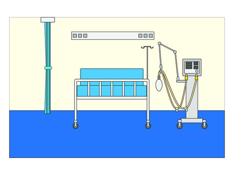 icu hospital room with respirator
